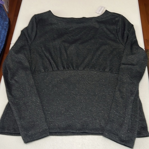 Banana Republic Factory Black Shimmer Cutout Back Top NWT Sz XL - Picture 3 of 10